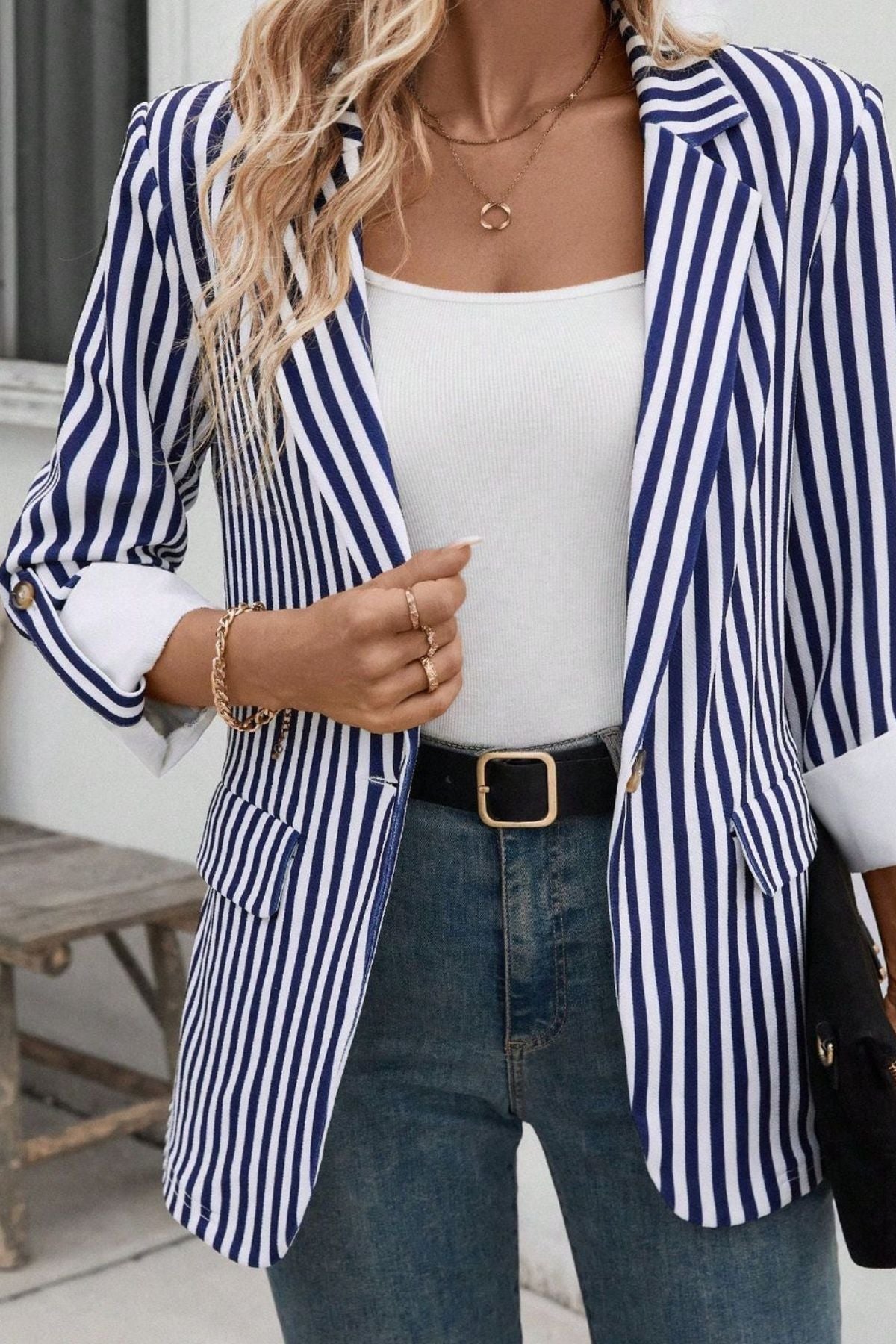 Azure Stripes Blazer